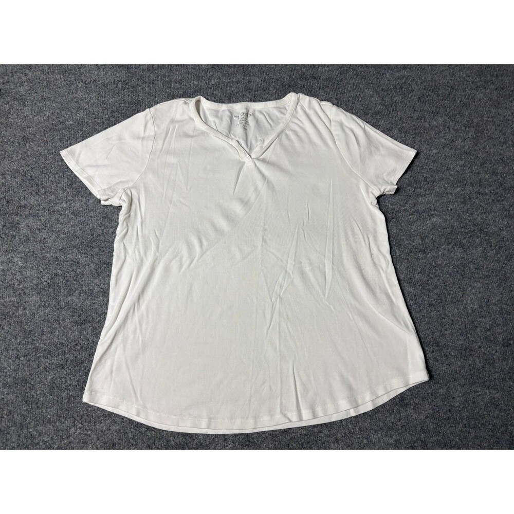 Chicos Top Shirt Womens Chico Size 3 White Short Sleeve Cotton